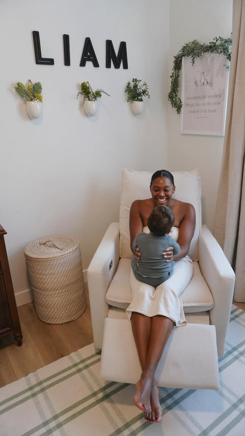 Instagram post by @mariyahgerber for Pottery Barn Kids. Caption reads: Bringing this nursery to life with....