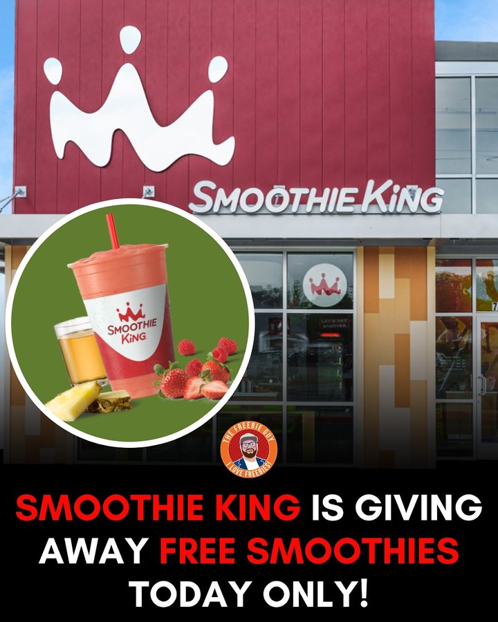 Instagram post by @thefreebieguy for Smoothie King. Caption reads: TODAY ONLY (7/17) - score a FREE 12oz Hydration....