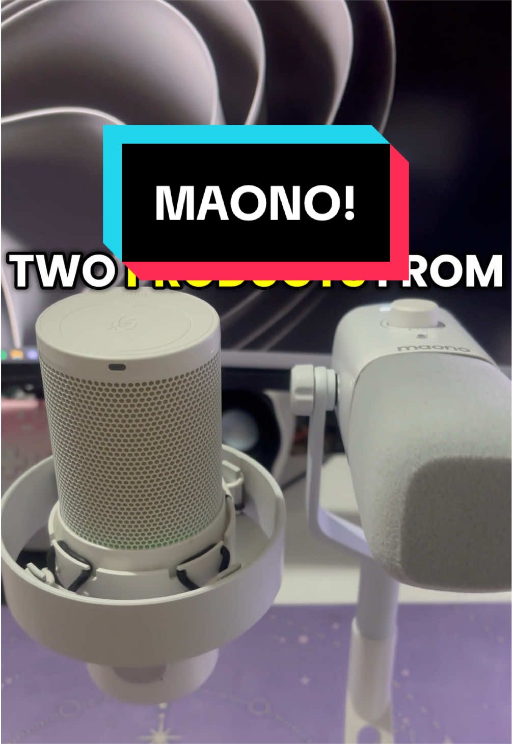 TikTok post by @april.mdg for Maono. Caption reads: [...] with a higher bass since we can use the....