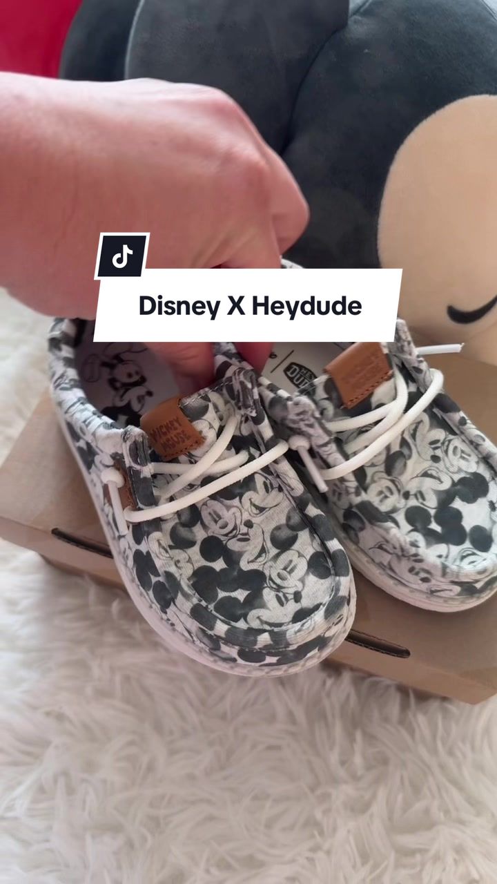 TikTok post by @emndadventures for HEYDUDE. Caption reads: Replying to @kayleecalvinn @HeyDude @Disney These....