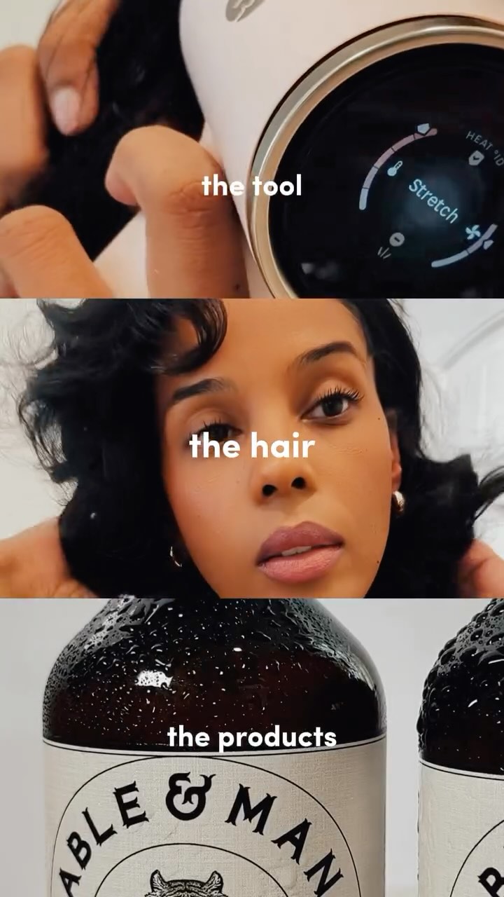 Instagram post by @tatianatoomer for T3 Micro. Caption reads: [...] 🔗 in bio! 🤍 #t3hair #t3micro #HairGoals....