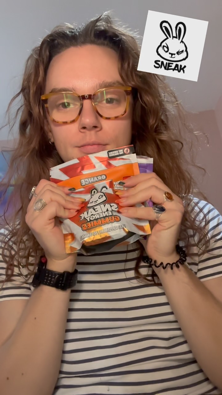 Instagram post by @snowwhitetrash for Sneak Energy. Caption reads: Thank you @sneakenergy for the caffeine gummies!....