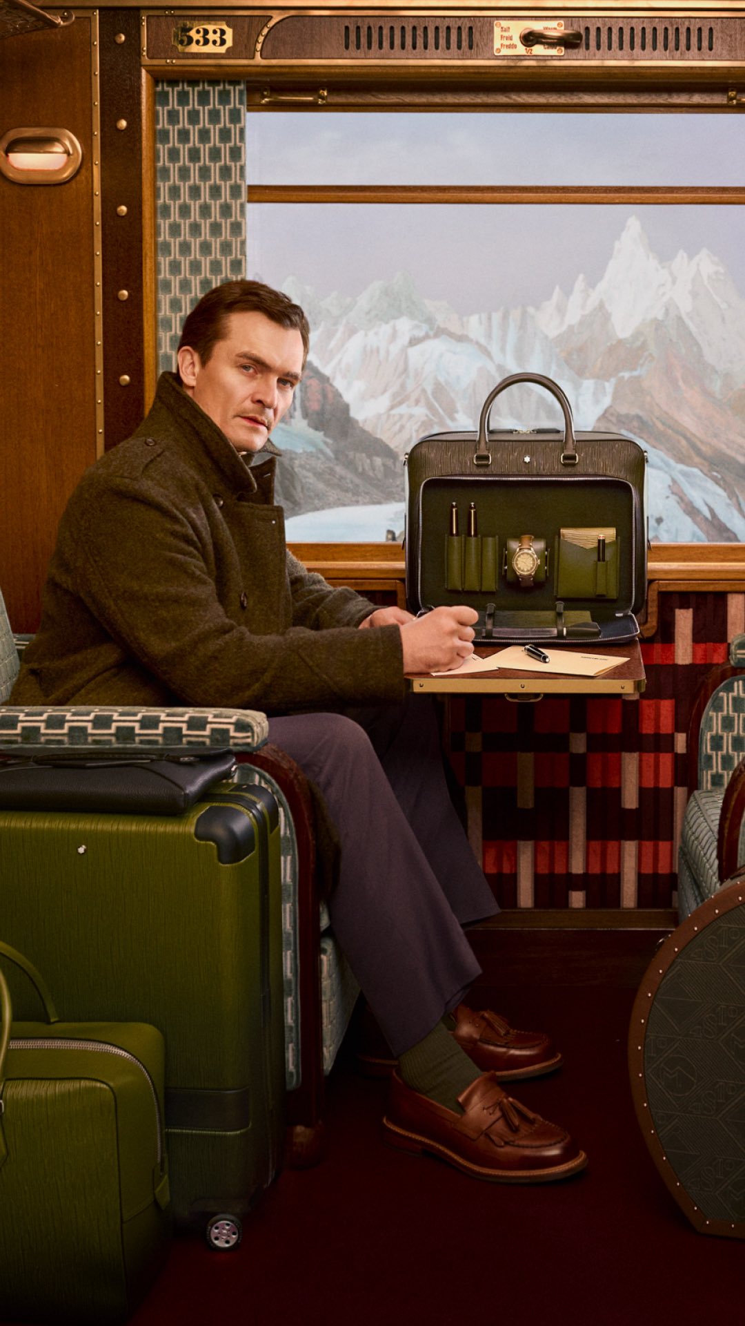 Instagram post by @rupertfriend for Montblanc. Caption reads: ​Creativity is always in motion aboard the....