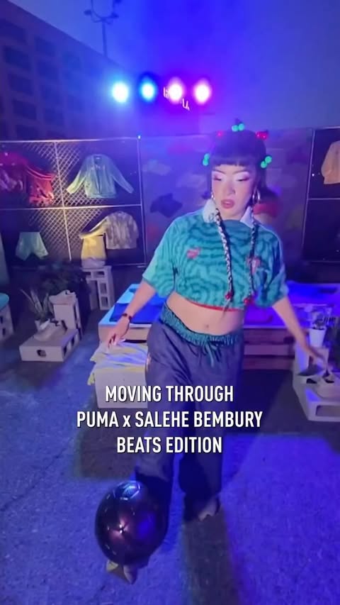 Instagram post by @janellafstyle for PUMA. Caption reads: Dribbling to the beat through PUMA x Salehe....