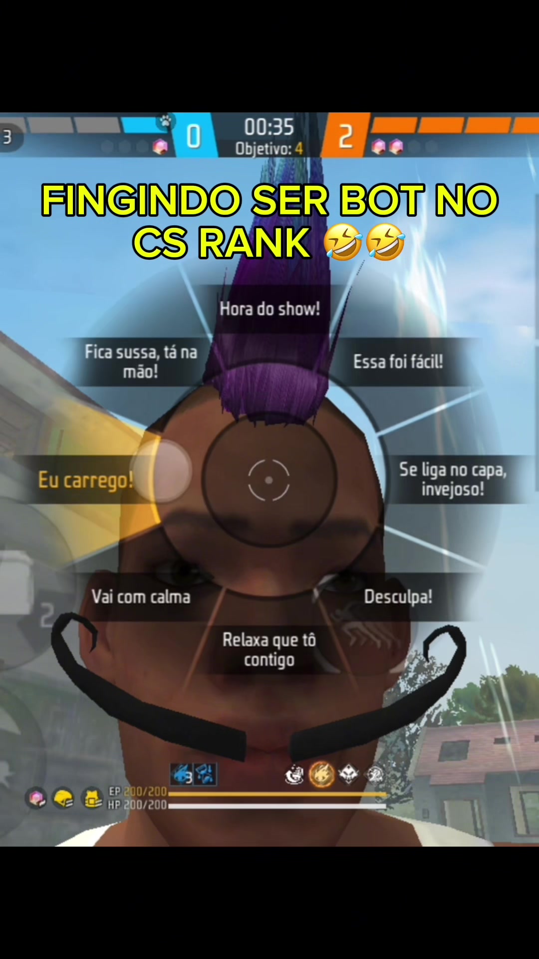 TikTok post by @novin07_ for Garena Free Fire IT. Caption reads: Parte 2, fingindo ser bot 🤣 #FFGIP....