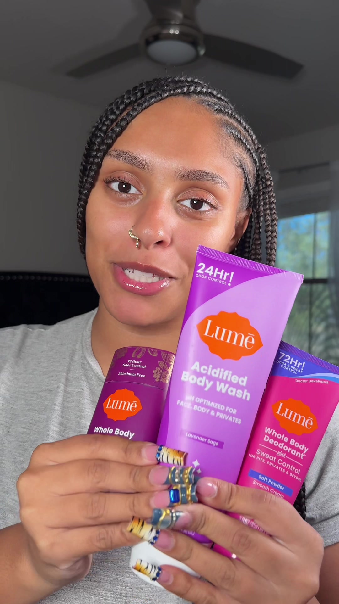 TikTok post by @allriyt for Lume Deodorant. Caption reads: [...] smelling good all day is a MUST! 💕 @Lume....