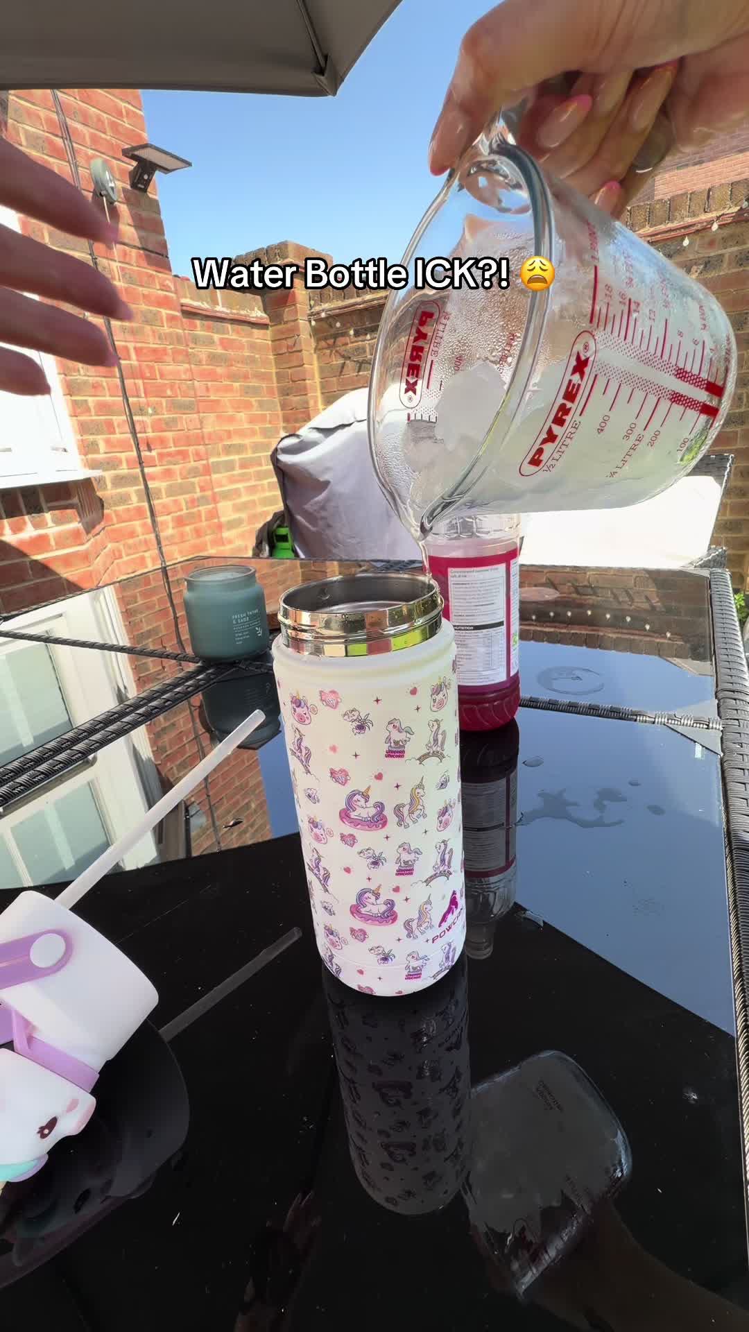 TikTok post by @walkingbecky for Meoky Cup. Caption reads: [...] I don’t know was there #waterbottle....