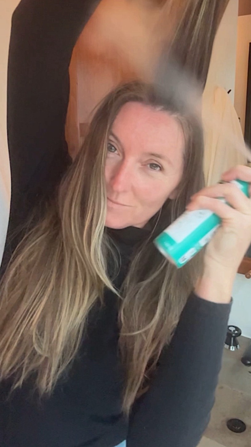 Instagram post by @missjobaker for Klorane. Caption reads: Get out of jail #hairhack #travelhack #rainyday....