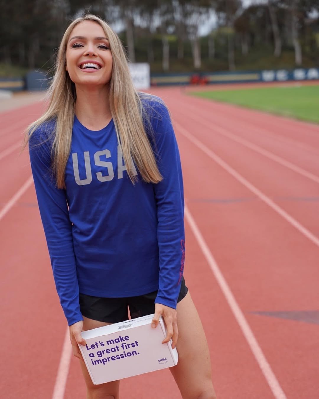 Instagram post by @_charihawkins for SmileDirectClub. Caption reads: Smiling is my FAVORITE thing to do. ❤️ I love my....