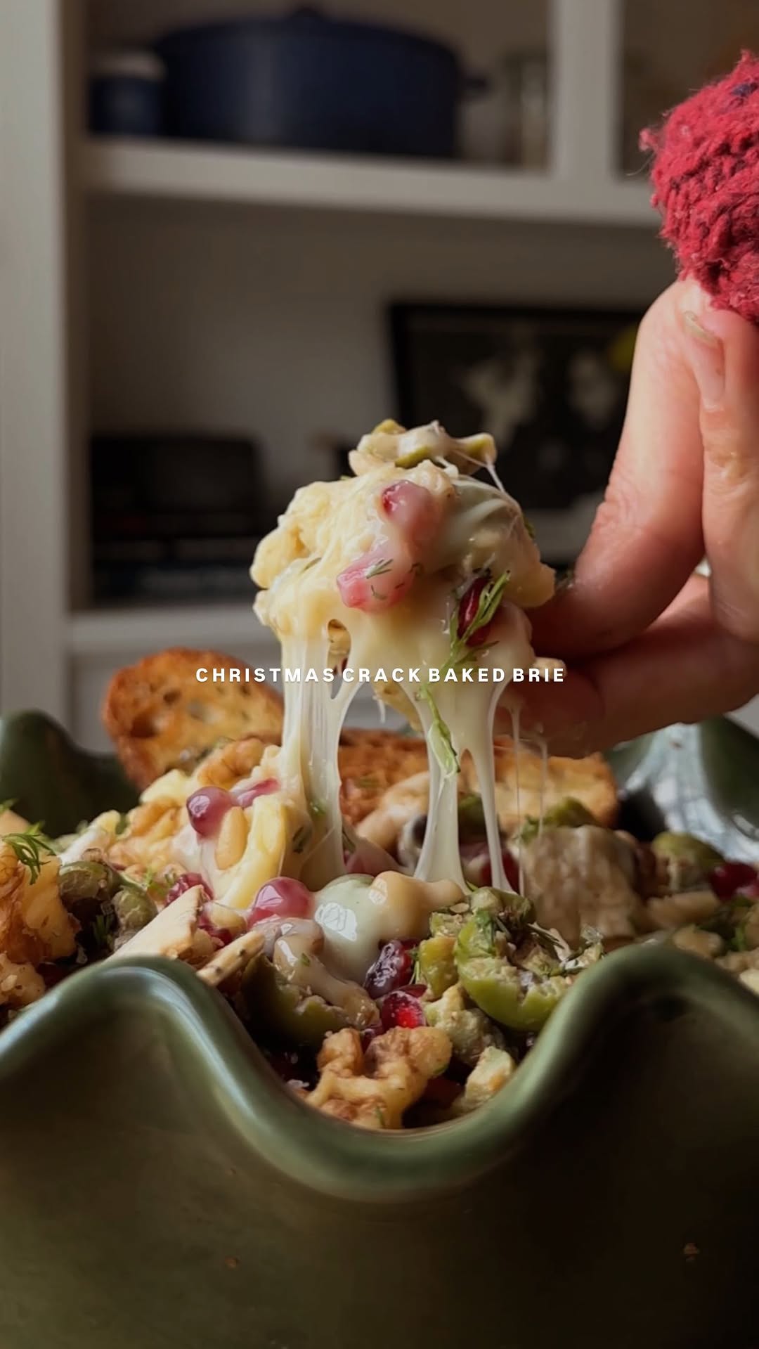 Instagram post by @olivianoceda for Mezzetta. Caption reads: Christmas Crack Baked Brie

a festive and melty....