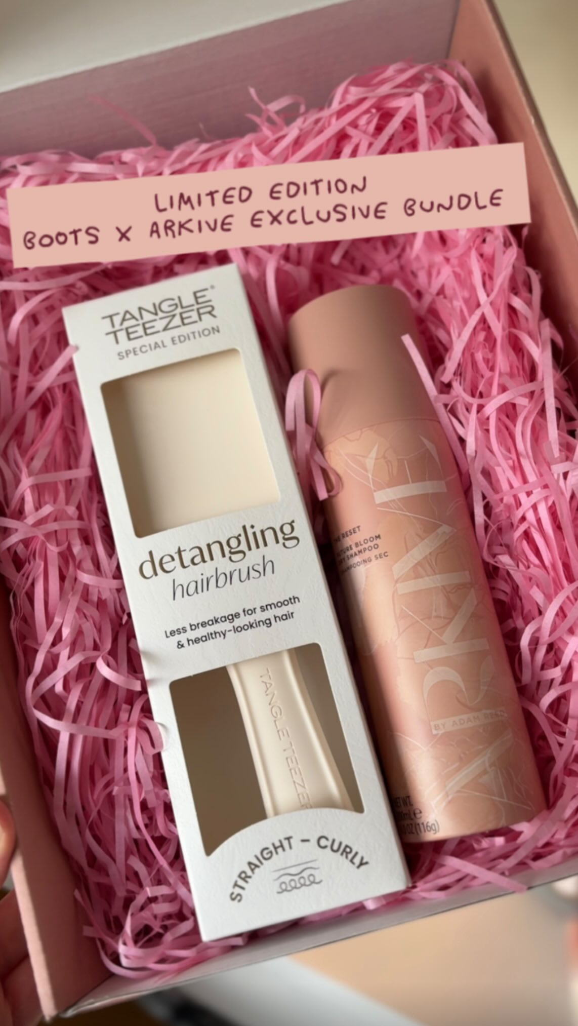 Instagram post by @burnt__sienna__ for ARKIVE HEADCARE. Caption reads: 🪮Tangle Teezer x Future Bloom 🌸

Boots have....