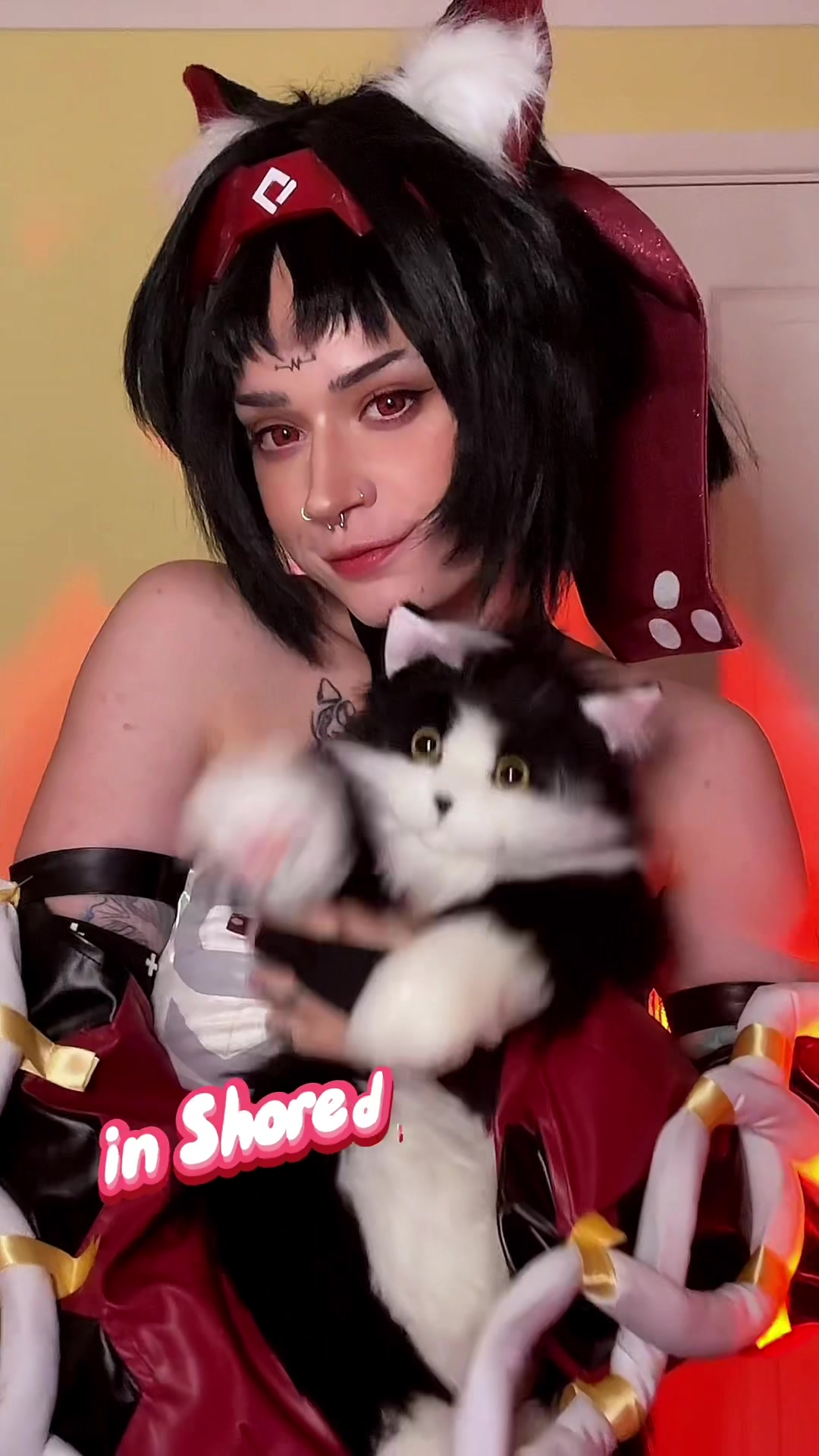 TikTok post by @f.ukuro for Zenless Zone Zero. Caption reads: [...] me Nekomata) from 12pm-4pm! 🐈‍⬛ @Zenless....