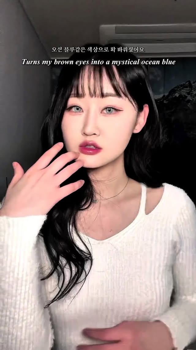 Instagram post by @ur_kainy for ICOICE. Caption reads: [...] I’ve been wearing colored contacts from....