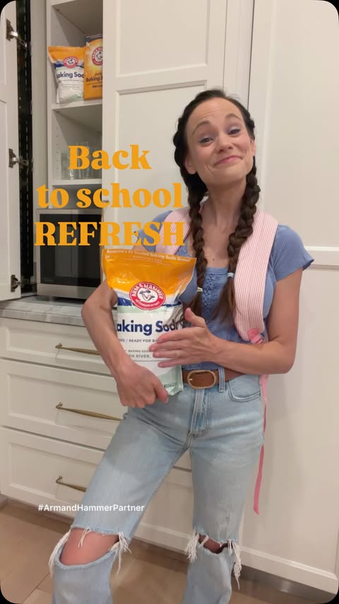 Instagram post by @thespacegal for Arm & Hammer. Caption reads: Before you buy new back-to-school gear, take a....