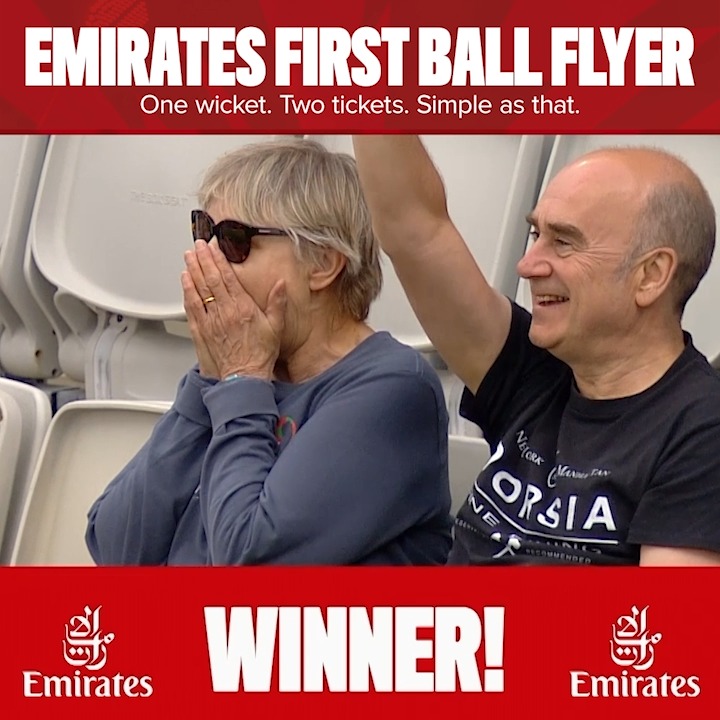 Instagram post by @lancashirecricket for Emirates. Caption reads: One 𝘄𝗶𝗰𝗸𝗲𝘁. Two 𝘁𝗶𝗰𝗸𝗲𝘁𝘀. 🎫

Recap an....