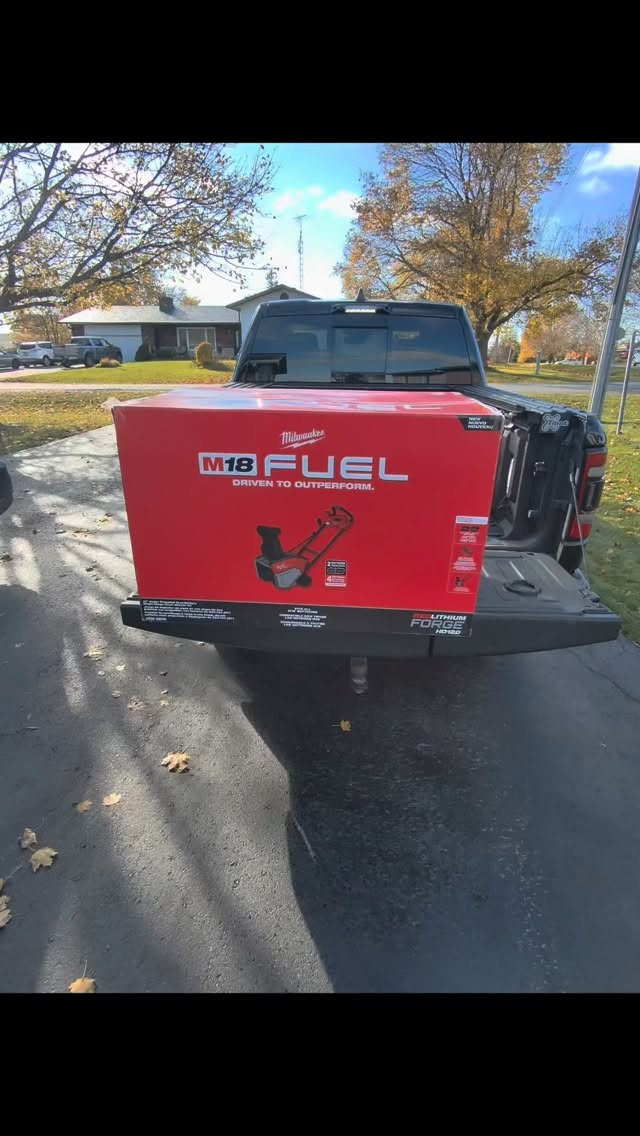 Instagram post by @milwaukee_tool_addict for Milwaukee Tool. Caption reads: The brand new @milwaukeetool snow blower just....