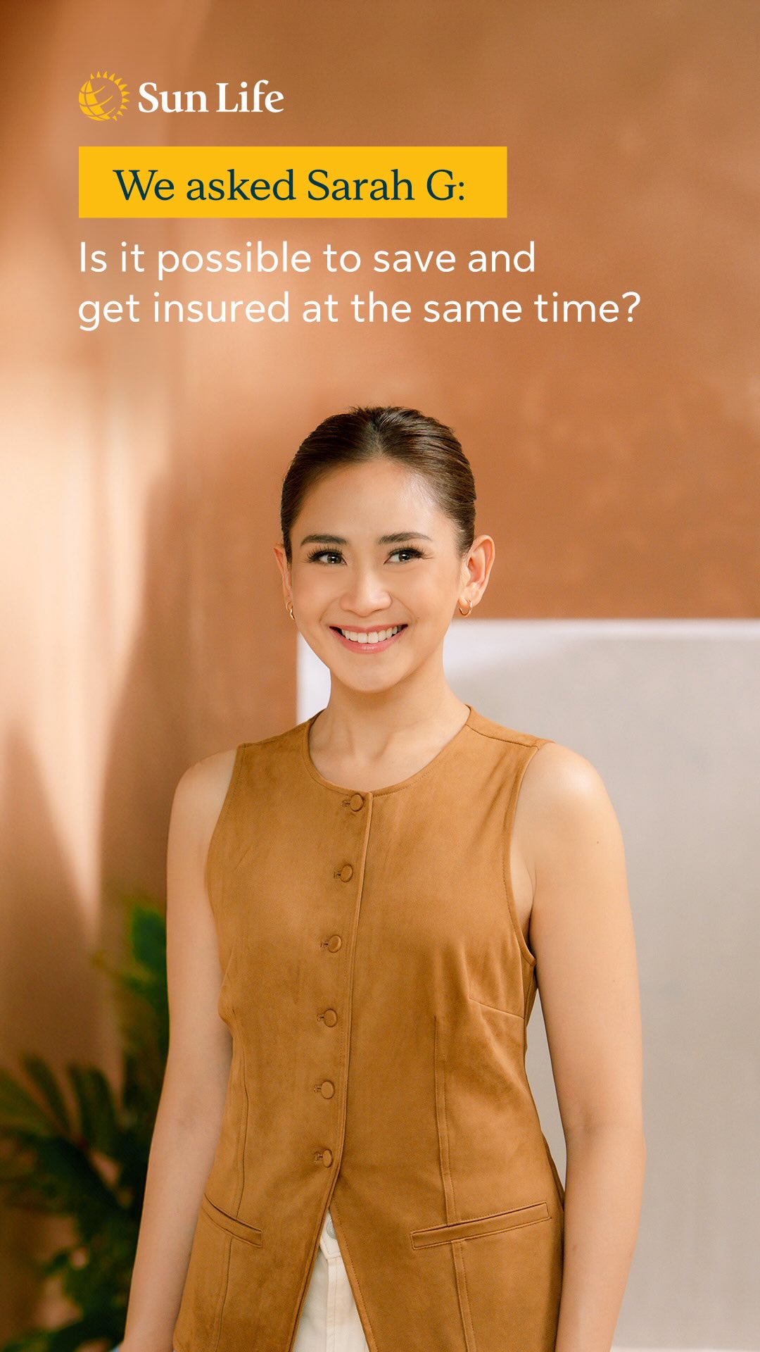 Instagram post by @justsarahgph for Sun Life Philippines. Caption reads: Is it possible to get insured AND save at the same....