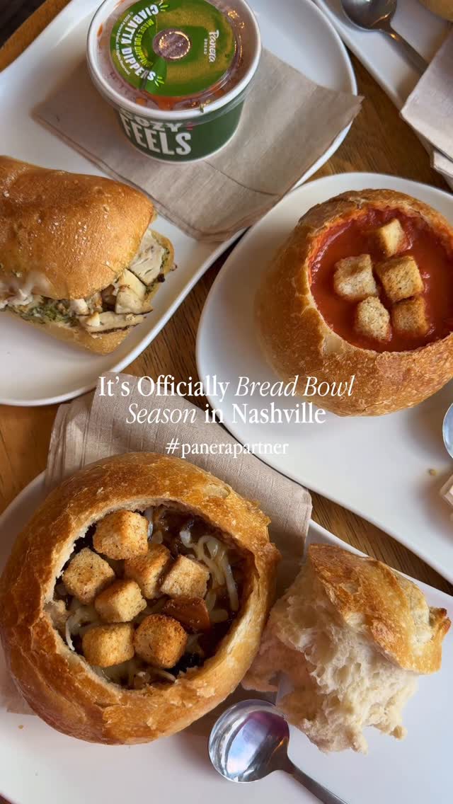 Instagram post by @wheretoeatinnashville for Panera Bread. Caption reads: #panerapartner IT’S FINALLY FALL and that means....