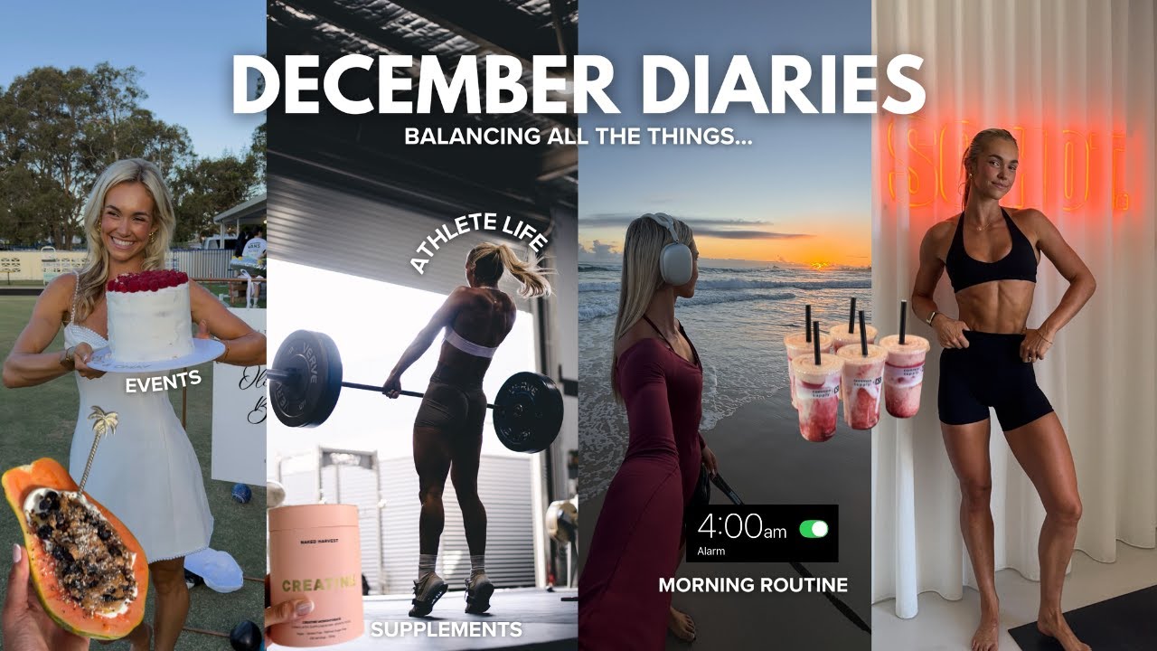YouTube post by @_omay for Naked Harvest Supplements. Caption reads: december diaries | training consistency in the....
