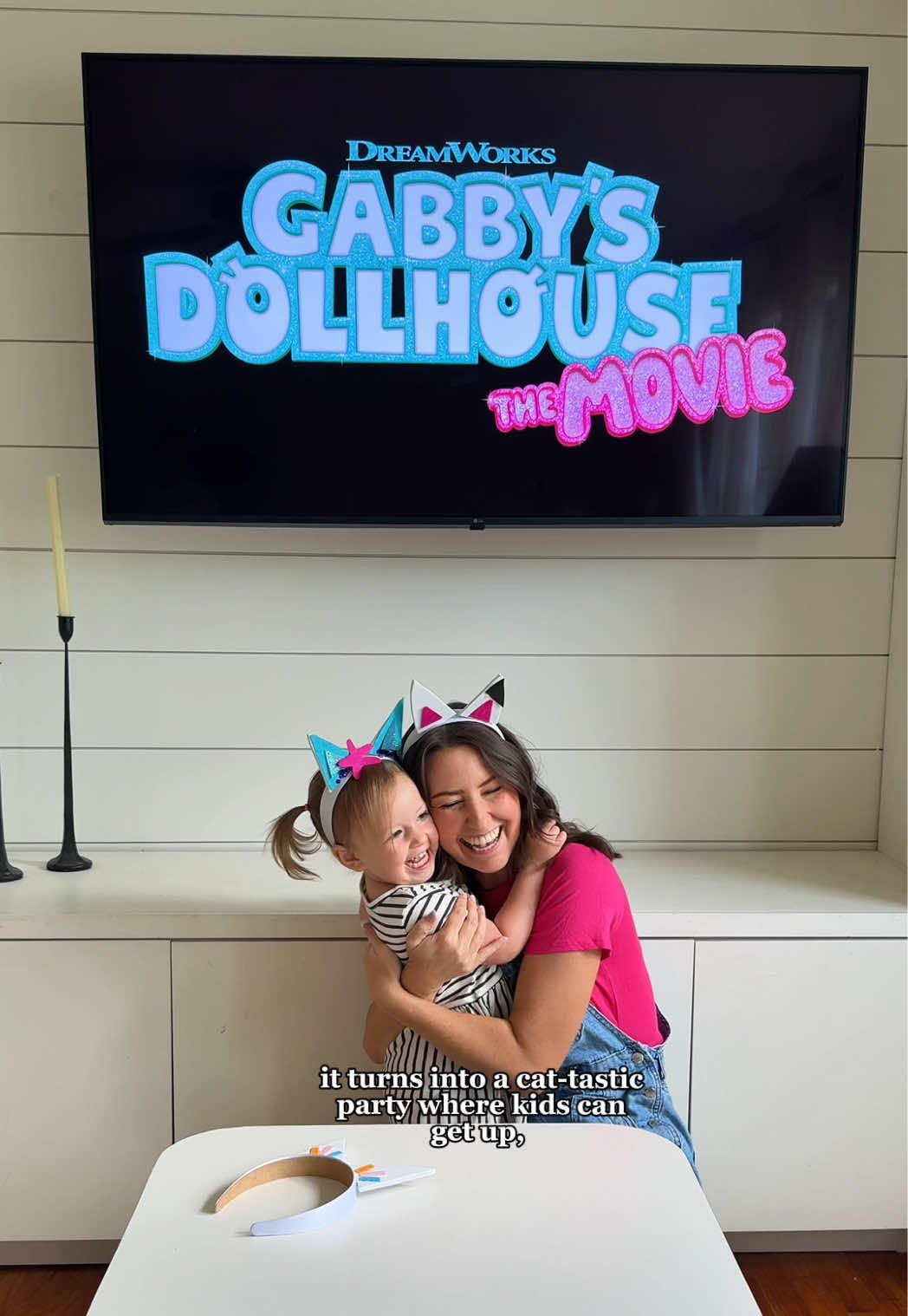 TikTok post by @nattiejopo for DreamWorks. Caption reads: Gabby's biggest adventure yet = matching cat ears....