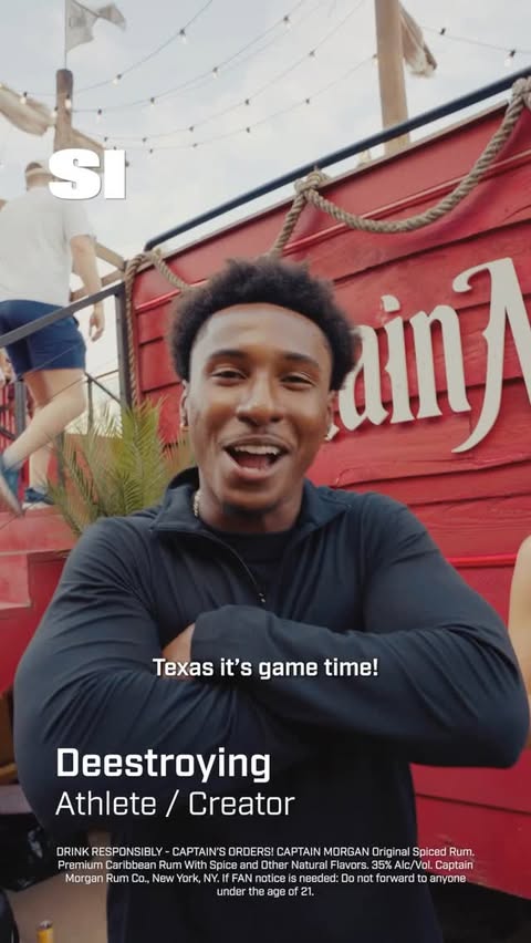 Instagram post by @kennedy922 for Sports Illustrated. Caption reads: The Captain touched down in Texas, and the fans....