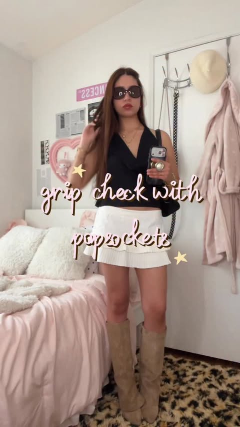 Instagram post by @xo.fatis for PopSockets. Caption reads: feeling very diva with @popsockets 🐆🎀🖤....