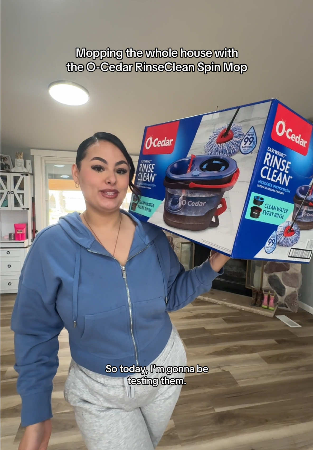TikTok post by @neroanderika for O-Cedar. Caption reads: #ad #OCedarPartner Our RinseClean Spin Mop from....