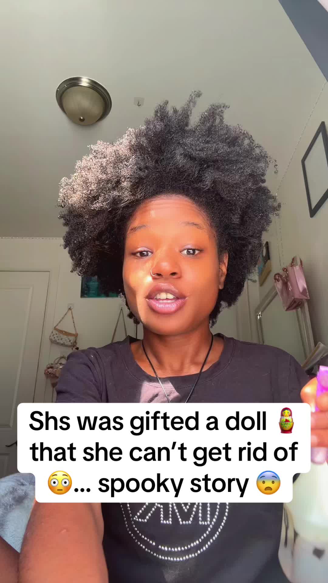 TikTok post by @rebekahjourney for Camille Rose. Caption reads: @Camille Rose #spookystory #haunteddolls #4chair....