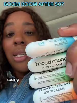 TikTok post by @vonniemack for BoomBoom. Caption reads: An honest BoomBoom nasal stick review for those of....