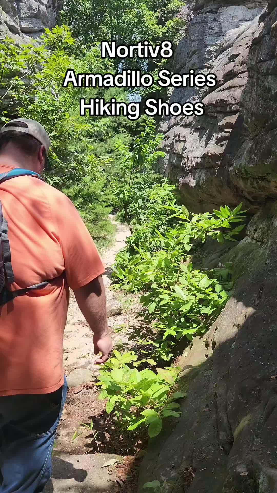 TikTok post by @outdoorswithwilliamscott for Nortiv8. Caption reads: Nortiv8 Armadillo Series Hiking Shoes @NORTIV 8....