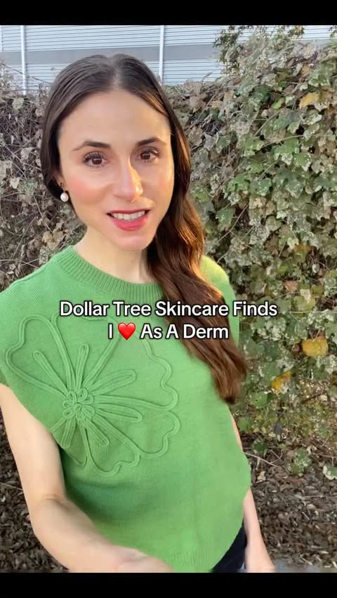 Instagram post by @drdrayzday for Dollar Tree. Caption reads: Dermatologist Dollar Tree Skincare Faves 2025....