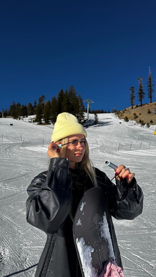 Instagram post by @bellamolony for Caliray. Caption reads: Mascara that matches my energy…say less @caliray....