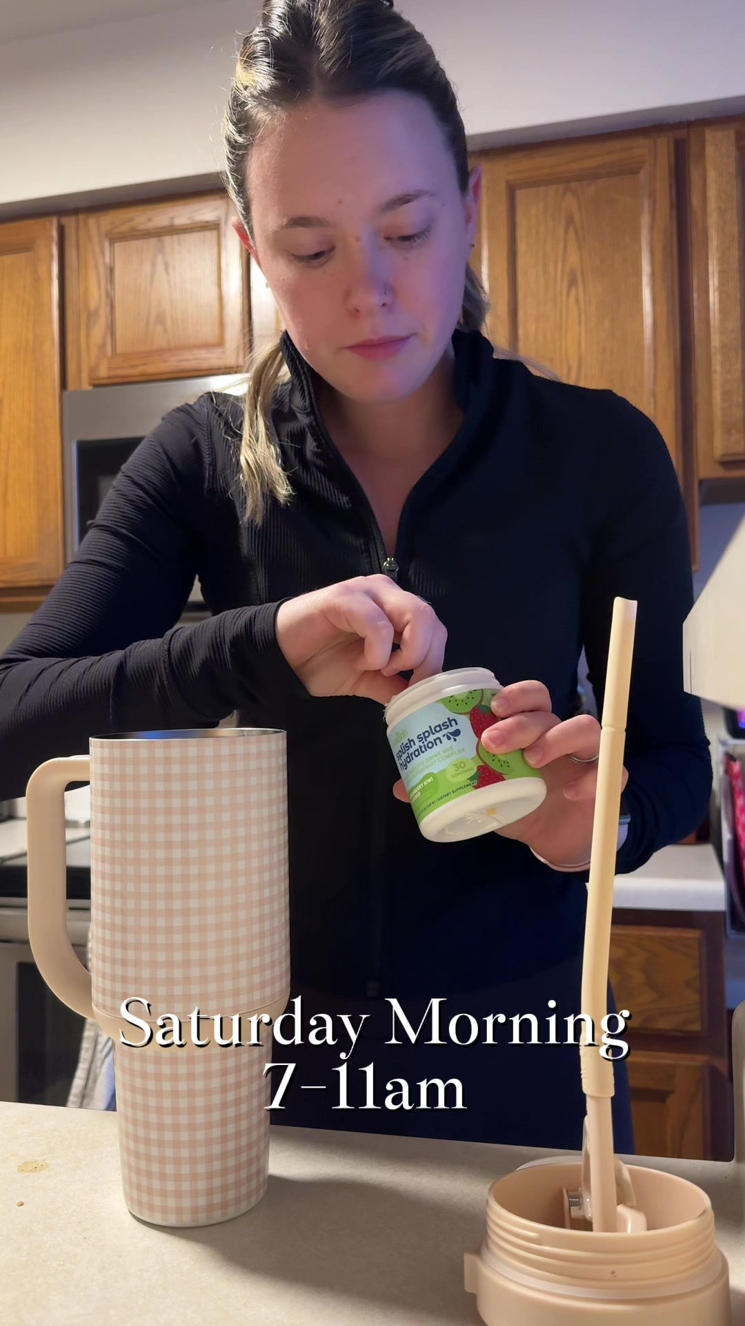TikTok post by @emilyolson73 for Wellah Nutrition. Caption reads: [...] Saturday morning! 🤩 #weekend....