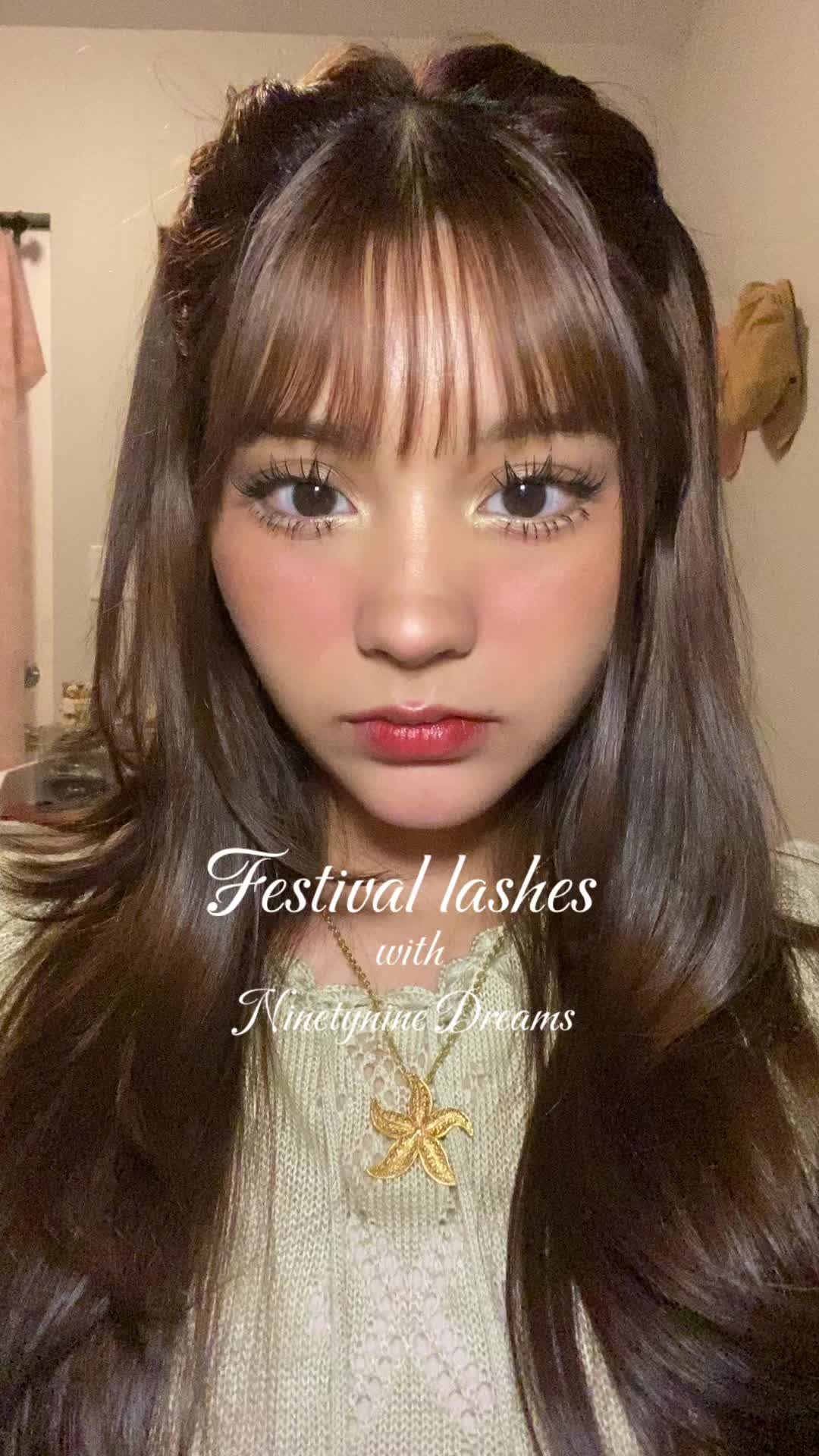 TikTok post by @emely.arcee for Ninetynine Dreams. Caption reads: [...] look 🌻 Check out their lashes....