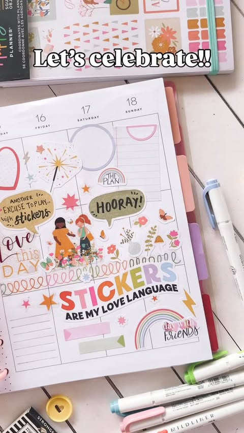 Instagram post by @ilianne.on.paper for The Happy Planner. Caption reads: Happy Sticker Day my friends!✨🎉 it’s time to....