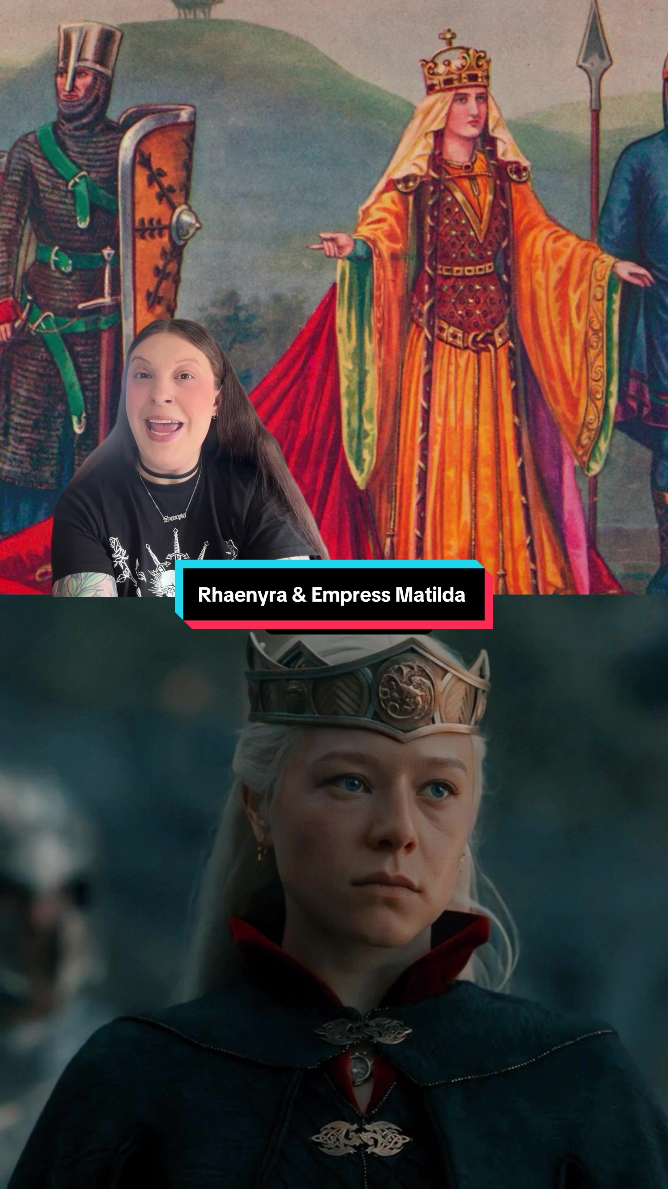 TikTok post by @gameofthroneshistorian for Game of Thrones. Caption reads: [...] #empressmatilda @HBO Max @Game of Thrones.
