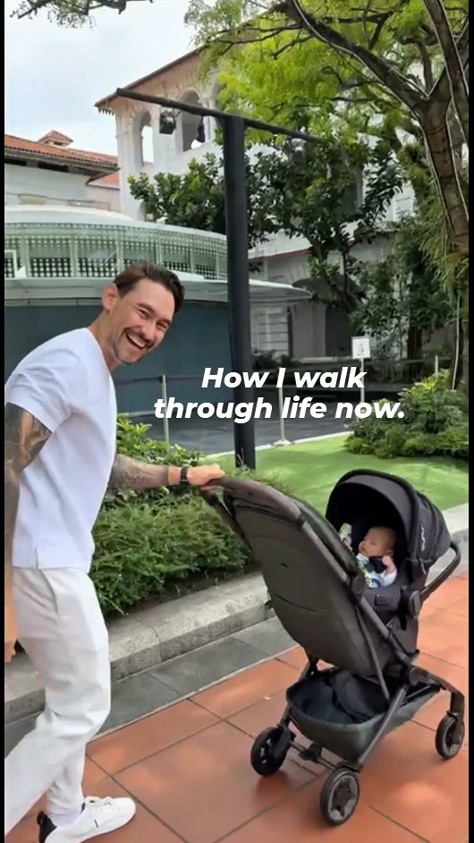 Instagram post by @paulfosterrr for Joolz. Caption reads: No doubt I got my hands full with our baby boy,....