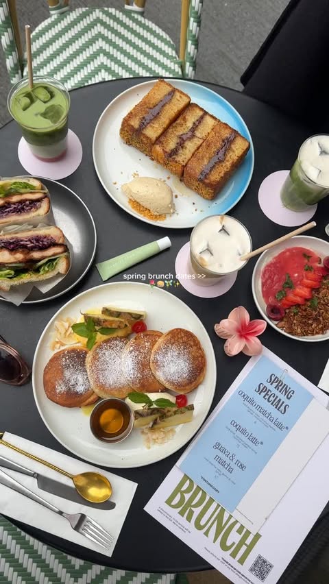 Instagram post by @jessdoestravels for Morena London. Caption reads: April means spring brunch dates like this....