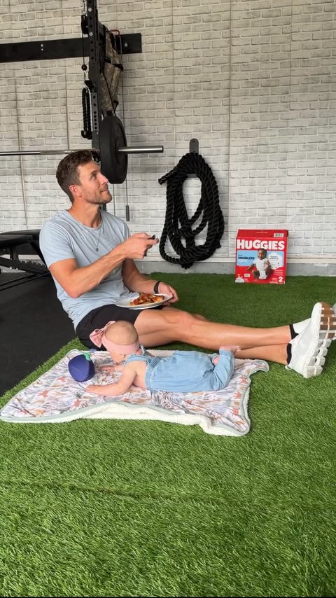 Instagram post by @coreybrooks for Huggies. Caption reads: [...] allowing today is on the scoreboard 🙏....