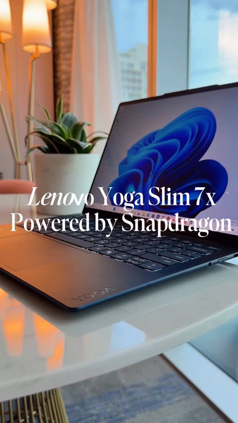 Instagram post by @enfliquecreative for Lenovo. Caption reads: My 2026 laptop standards ✨ the Lenovo Yoga Slim 7x....