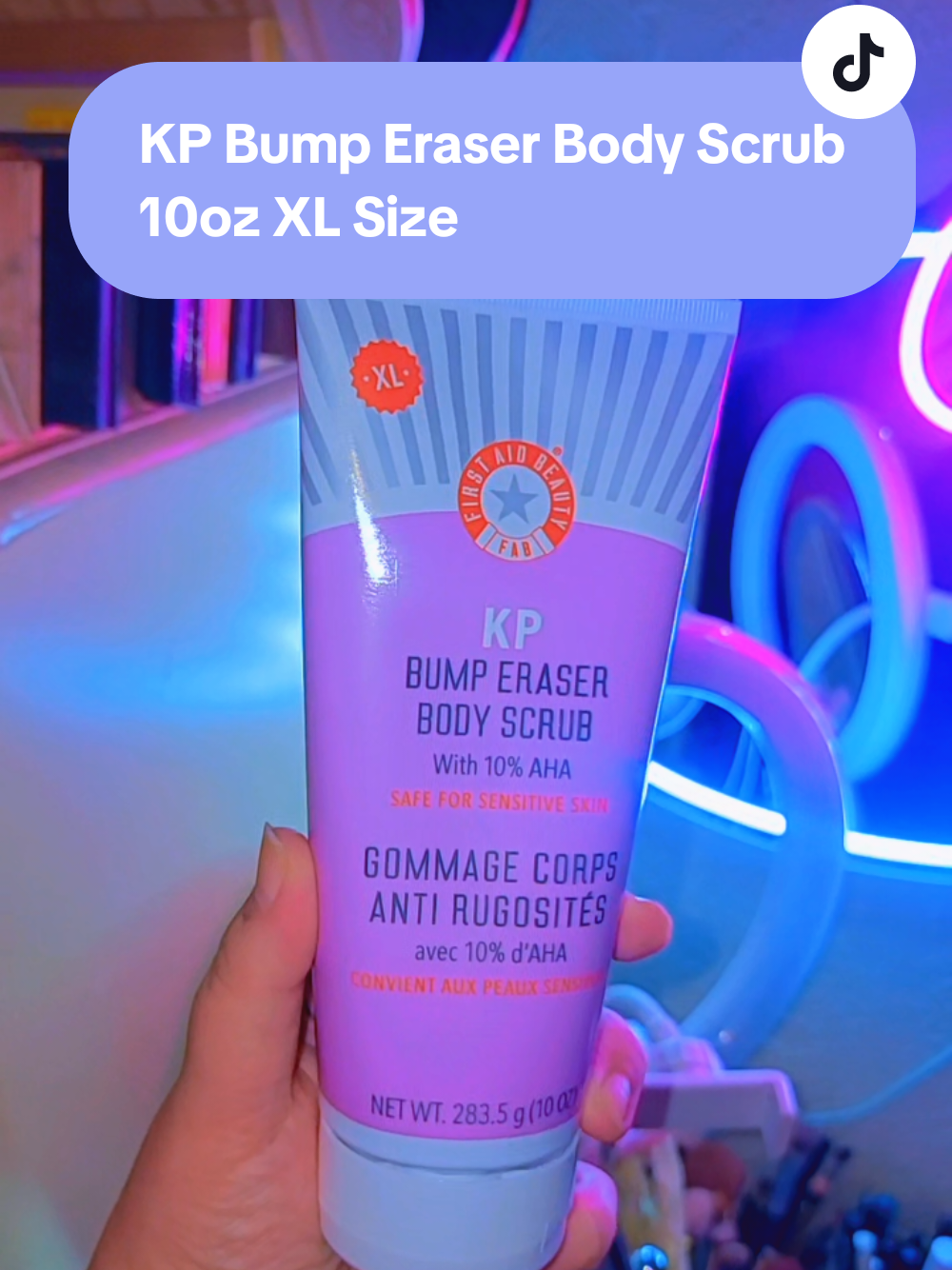 TikTok post by @__m00nbeam__ for First Aid Beauty. Caption reads: New Biggest Size @First Aid Beauty KP Bump Eraser....