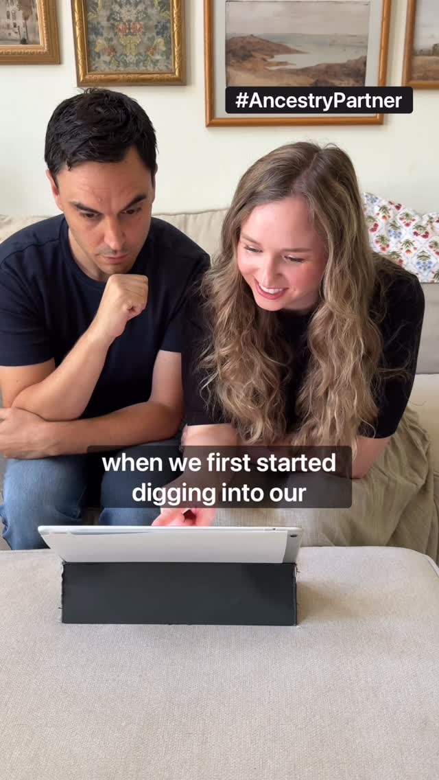 Instagram post by @thepasinis for Ancestry. Caption reads: #AncestryPartner Explore the stories that made....
