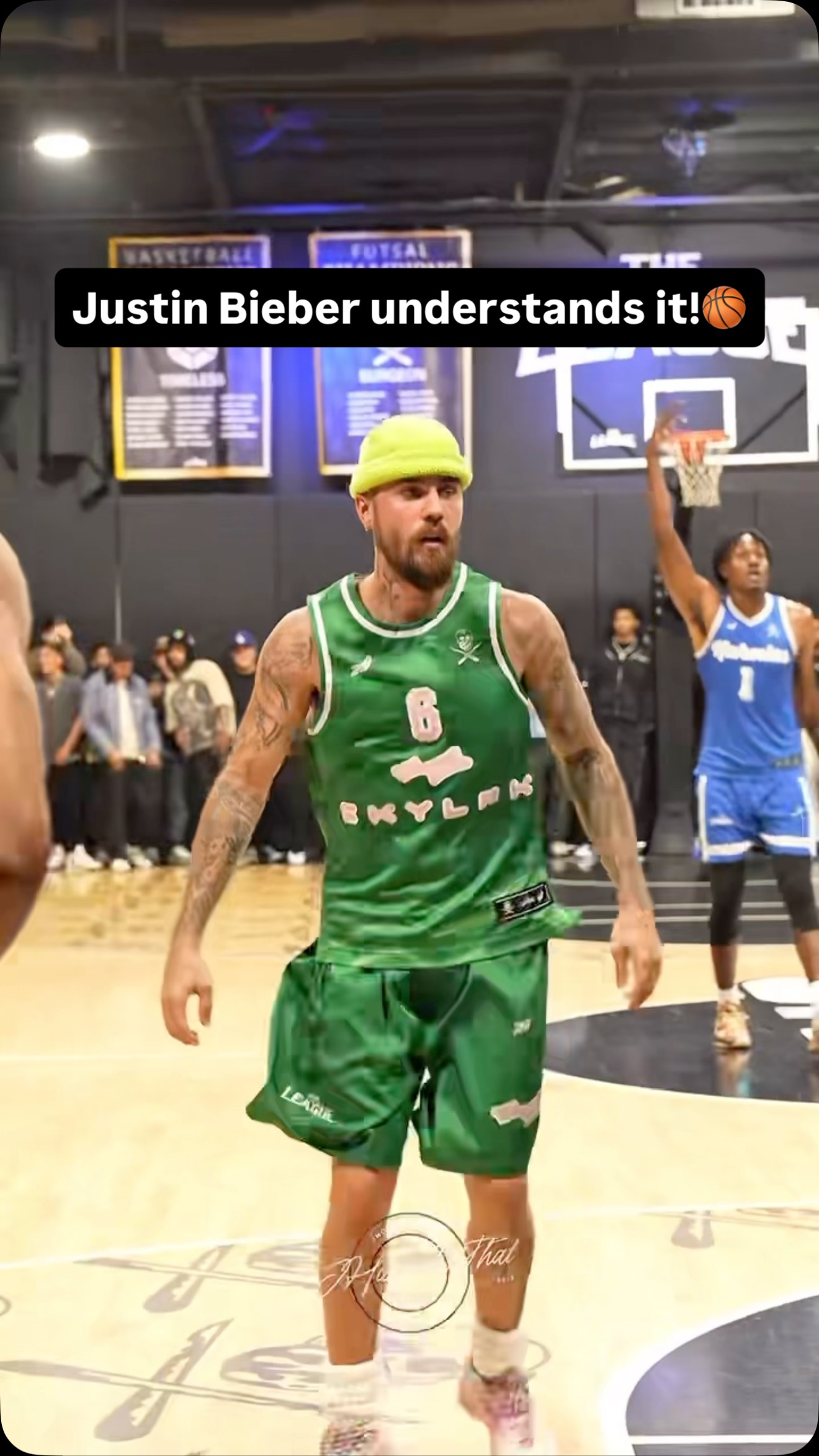 Instagram post by @lilbieber for Bleacher Report. Caption reads: Justin Bieber understands it now!🏀 @lilbieber....
