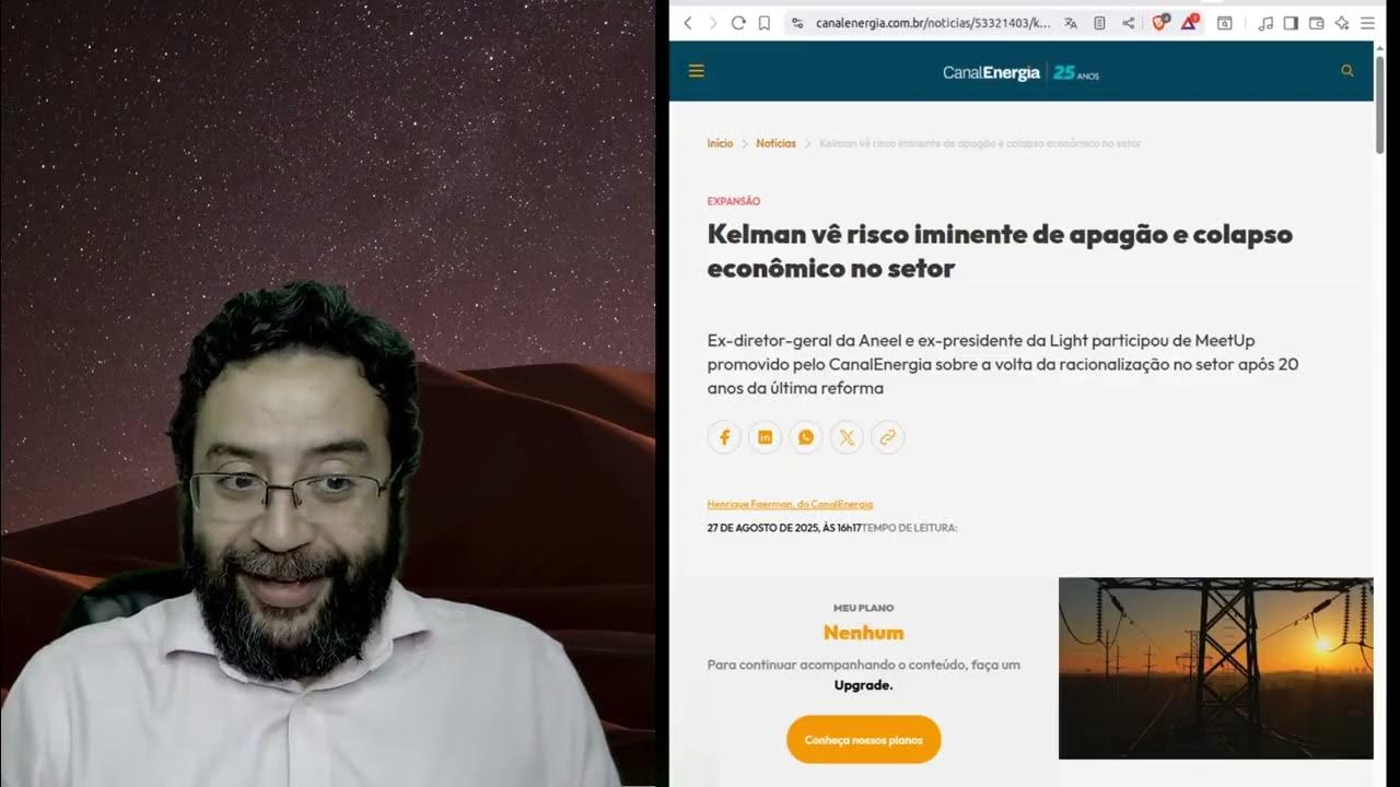 YouTube post by @CienciadeVerdade for Podia. Caption reads: The Era of Blackouts in Brazil is IMMINENT, says....