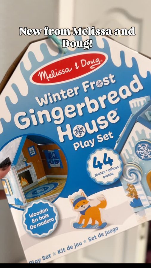 Instagram post by @trendyfavefinds for Melissa & Doug. Caption reads: New Melissa and Doug gingerbread house play set!....