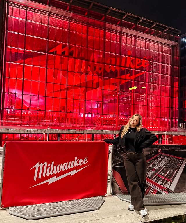 Instagram post by @shes_electricx for Milwaukee Tool. Caption reads: [...] say an absolute massive thank you to....