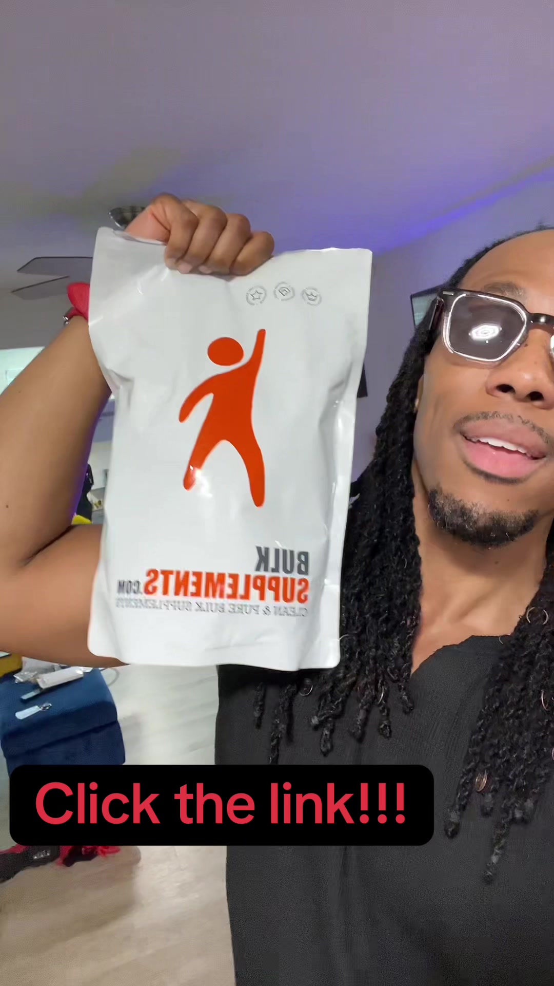 TikTok post by @thelamarr for BulkSupplements. Caption reads: @BULKSUPPLEMENTS I thank you!!!!!! #LaMarr.