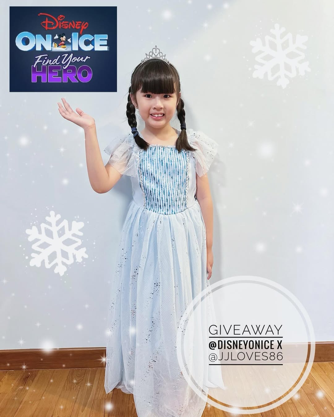 Instagram post by @jjloves86 for Disney On Ice. Caption reads: ❄️ 𝗚𝗜𝗩𝗘𝗔𝗪𝗔𝗬 ❄️

🎟️ Tickets for....