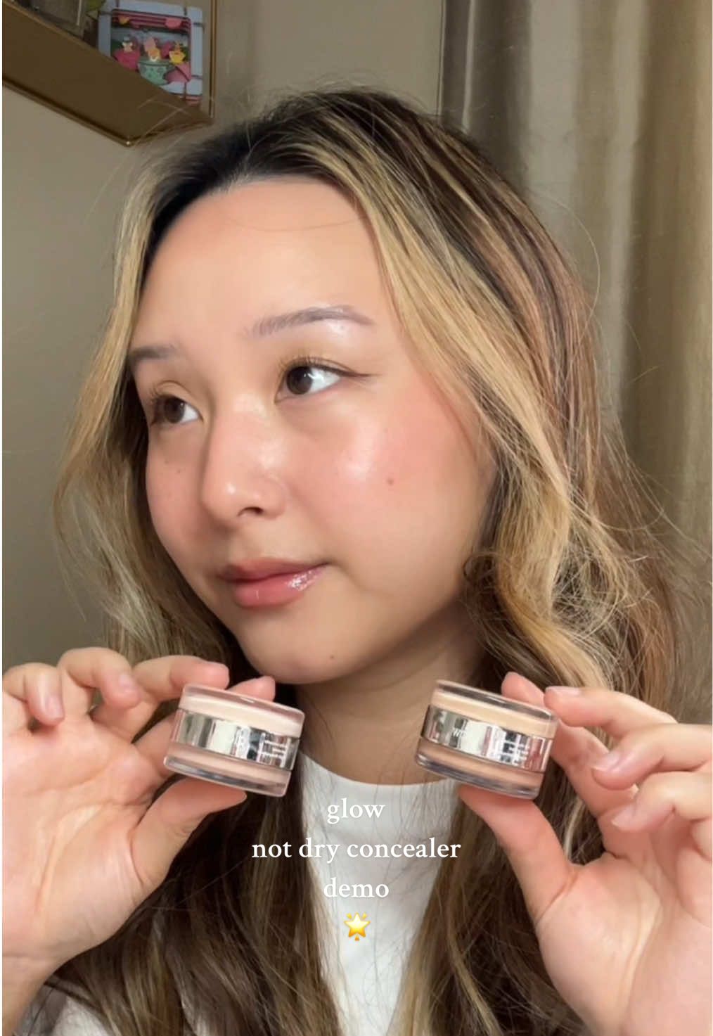 TikTok post by @withduyen for Glow Is Here. Caption reads: the glow not dry concealers have been a staple in....