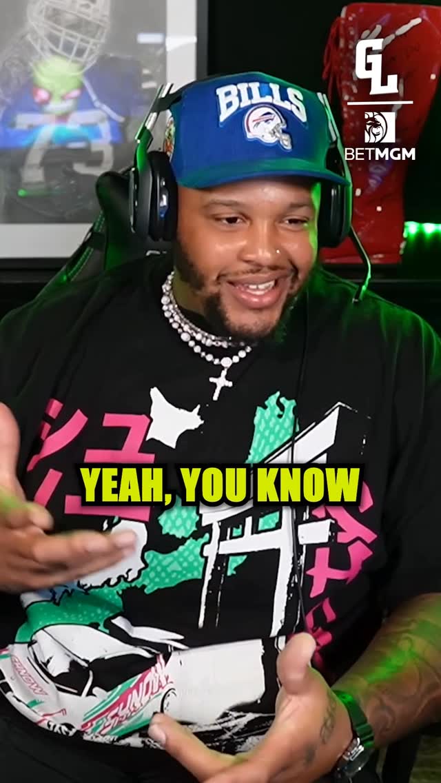 Instagram post by @greenlightpod for BetMGM. Caption reads: Bills mafia was born to jump through tables 😂.